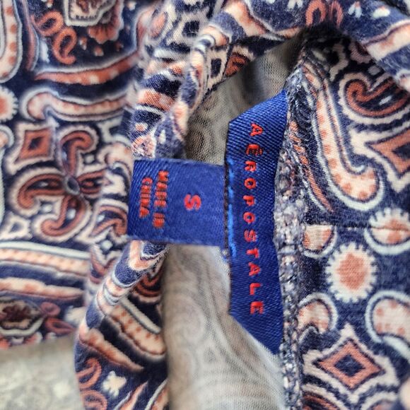 AEROPOSTALE Blue Pink Keyhole Neckline Sheath 60s style Dress Size‎ S - Picture 6 of 6